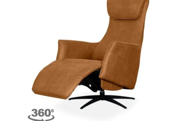 Online Relaxfauteuil Cognac SX-84.023 Lund Relaxstoelen|Draaifauteuils