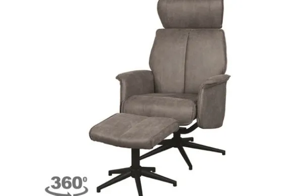 Hot Relaxfauteuil met hocker Taupe Micro Suede CH-73.020 Verdal Relaxstoelen|Draaifauteuils