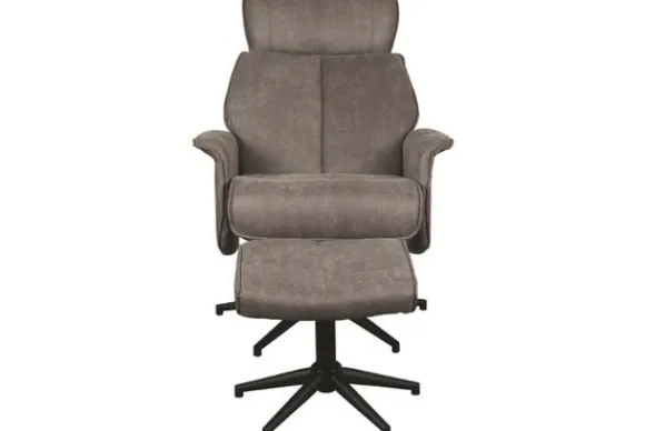 Hot Relaxfauteuil met hocker Taupe Micro Suede CH-73.020 Verdal Relaxstoelen|Draaifauteuils