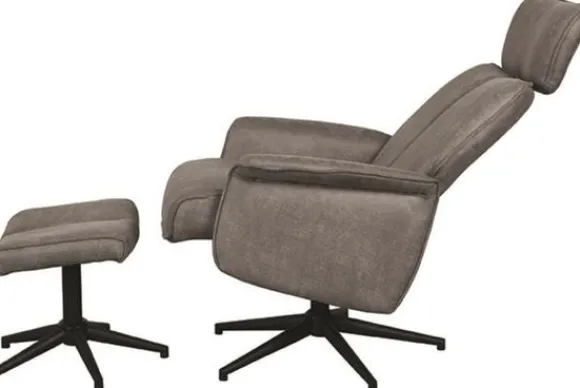Hot Relaxfauteuil met hocker Taupe Micro Suede CH-73.020 Verdal Relaxstoelen|Draaifauteuils