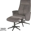 Outlet Relaxfauteuil met hocker Antraciet Cosmo CH-73.024 Bergen Relaxstoelen|Draaifauteuils