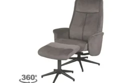Outlet Relaxfauteuil met hocker Antraciet Cosmo CH-73.024 Bergen Relaxstoelen|Draaifauteuils