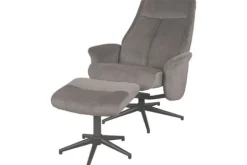 Outlet Relaxfauteuil met hocker Antraciet Cosmo CH-73.024 Bergen Relaxstoelen|Draaifauteuils