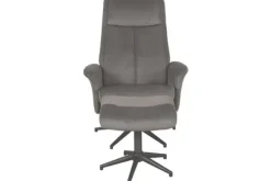 Outlet Relaxfauteuil met hocker Antraciet Cosmo CH-73.024 Bergen Relaxstoelen|Draaifauteuils