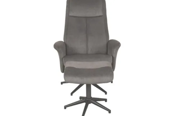 Outlet Relaxfauteuil met hocker Antraciet Cosmo CH-73.024 Bergen Relaxstoelen|Draaifauteuils