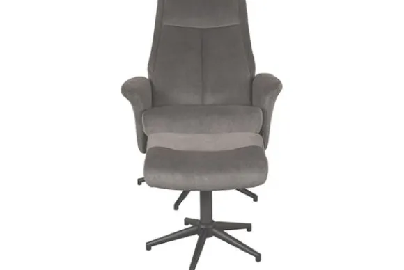 Outlet Relaxfauteuil met hocker Antraciet Cosmo CH-73.024 Bergen Relaxstoelen|Draaifauteuils