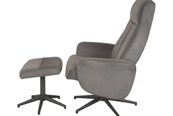 Outlet Relaxfauteuil met hocker Antraciet Cosmo CH-73.024 Bergen Relaxstoelen|Draaifauteuils