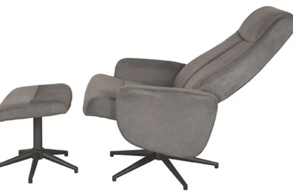 Outlet Relaxfauteuil met hocker Antraciet Cosmo CH-73.024 Bergen Relaxstoelen|Draaifauteuils
