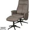 Hot Relaxfauteuil met hocker Taupe Micro Suede CH-73.011 Bergen Relaxstoelen|Draaifauteuils