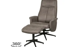 Hot Relaxfauteuil met hocker Taupe Micro Suede CH-73.011 Bergen Relaxstoelen|Draaifauteuils