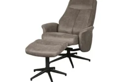 Hot Relaxfauteuil met hocker Taupe Micro Suede CH-73.011 Bergen Relaxstoelen|Draaifauteuils