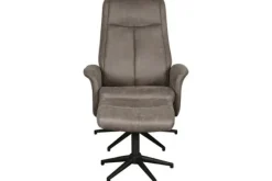 Hot Relaxfauteuil met hocker Taupe Micro Suede CH-73.011 Bergen Relaxstoelen|Draaifauteuils