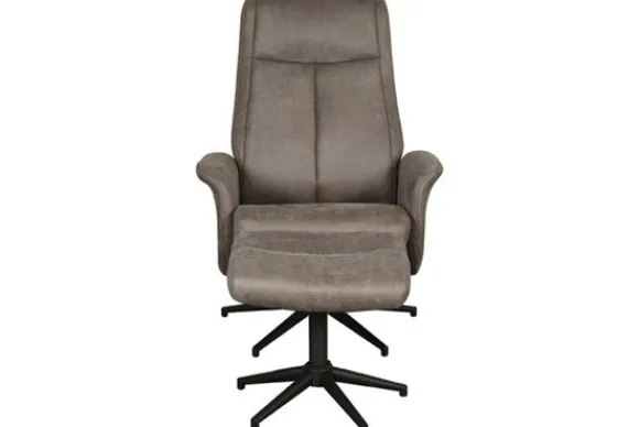 Hot Relaxfauteuil met hocker Taupe Micro Suede CH-73.011 Bergen Relaxstoelen|Draaifauteuils