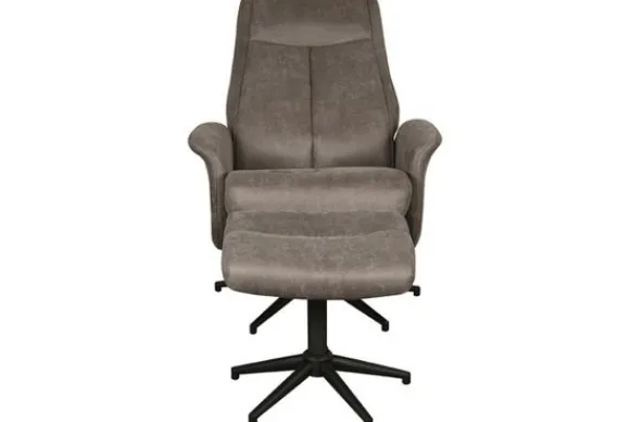 Hot Relaxfauteuil met hocker Taupe Micro Suede CH-73.011 Bergen Relaxstoelen|Draaifauteuils
