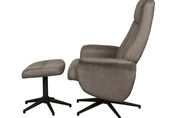 Hot Relaxfauteuil met hocker Taupe Micro Suede CH-73.011 Bergen Relaxstoelen|Draaifauteuils