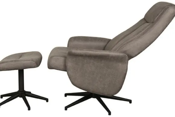Hot Relaxfauteuil met hocker Taupe Micro Suede CH-73.011 Bergen Relaxstoelen|Draaifauteuils